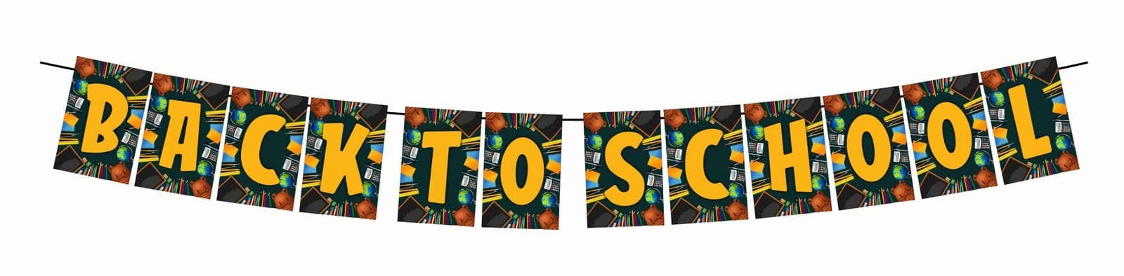 Balloonistics Back to School Banner - School Bus & Stationery Cardstock Bunting for Classroom Decorations - First Day of School Party Supplies, Welcome Back Teacher & Student Backdrop thumbnail 1