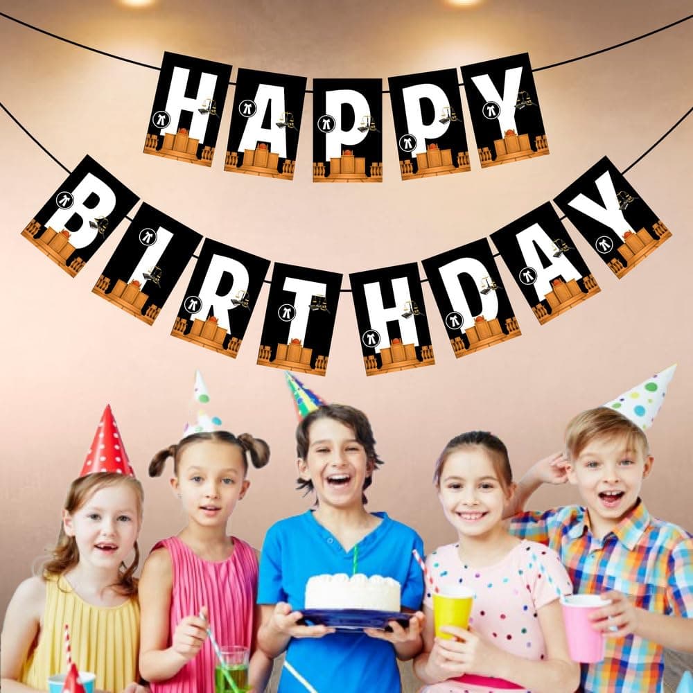 Balloonistics Lawyer Theme Happy Birthday Banner - Sophisticated Legal Professional Birthday Decoration - Premium Cardstock Bunting with Ribbons, Scales of Justice & Gavel Designs. thumbnail 3