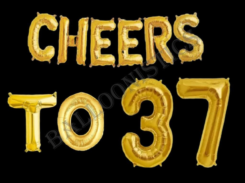 Balloonistics Cheers to Thirty Seven Foil Balloon Combo – “Cheers to 37” & Number 37 Foil Balloon Set for 37th Birthday & Anniversary Party Decorations thumbnail 2