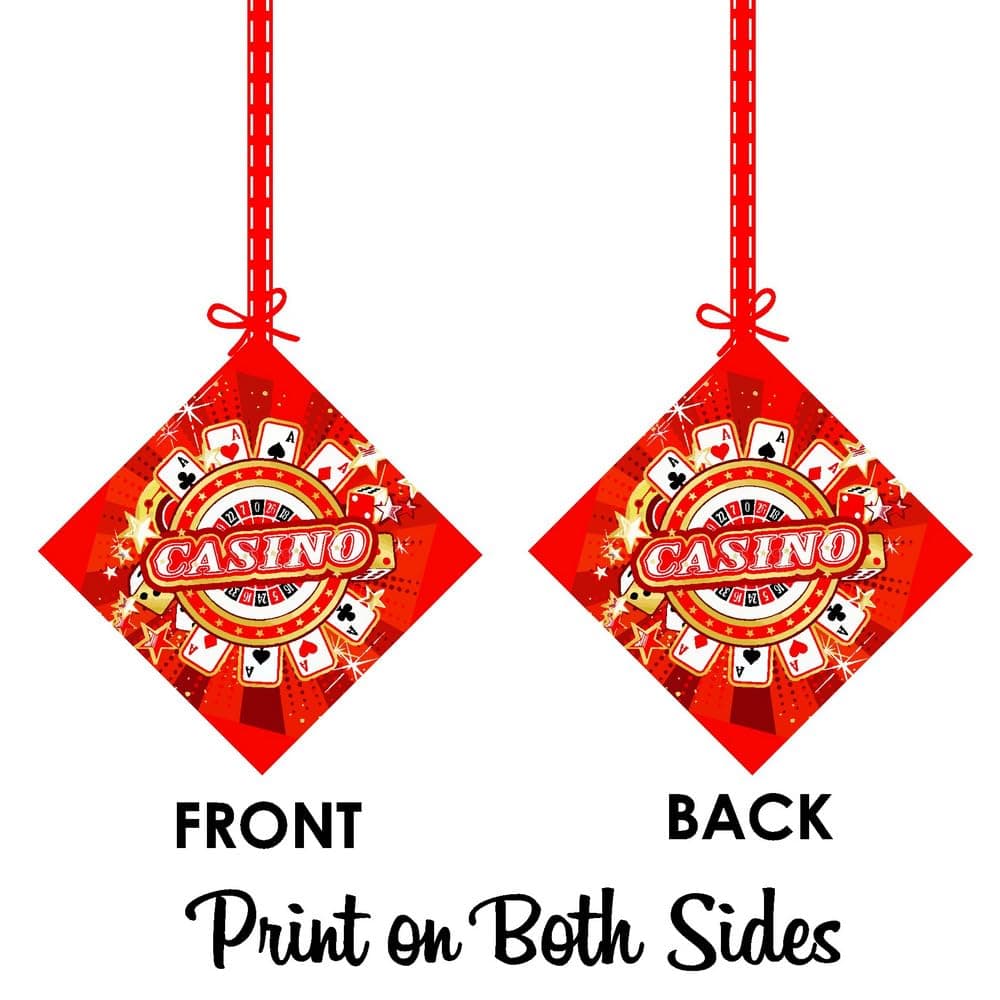 Balloonistics Casino Theme Birthday Hanging Decorations (Pack of 12) - Double-Sided Cardstock Swirls & Cutouts for Las Vegas Style Parties - Poker Night & Casino Royale Ceiling Decor with Ribbons (Hangings - Pack of 12) thumbnail 8