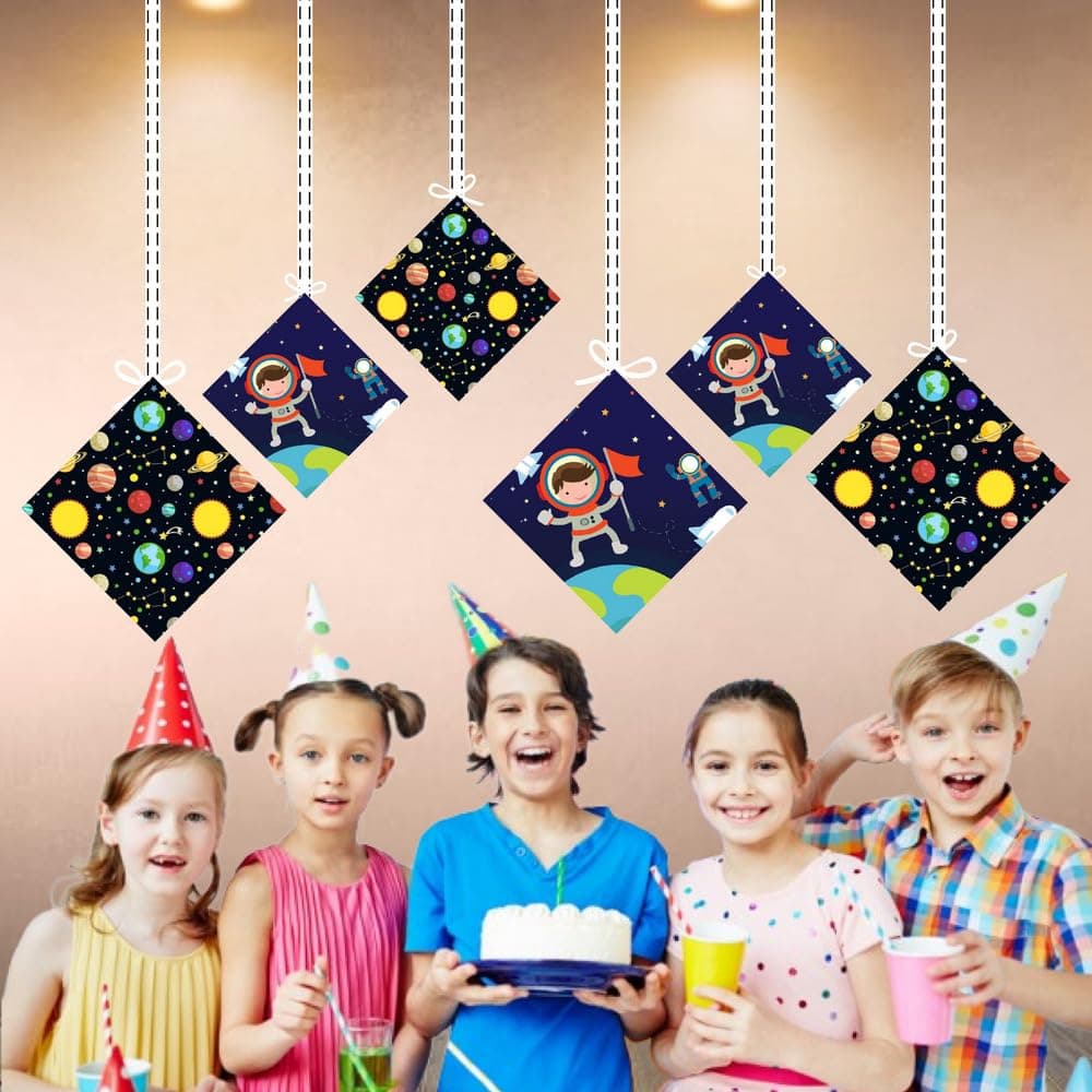 Balloonistics Space Theme Hanging Decorations Double-Sided Cardstock Cutouts with Ribbon Party Supplies for Kids Birthdays (Hangings - Pack of 12) thumbnail 4