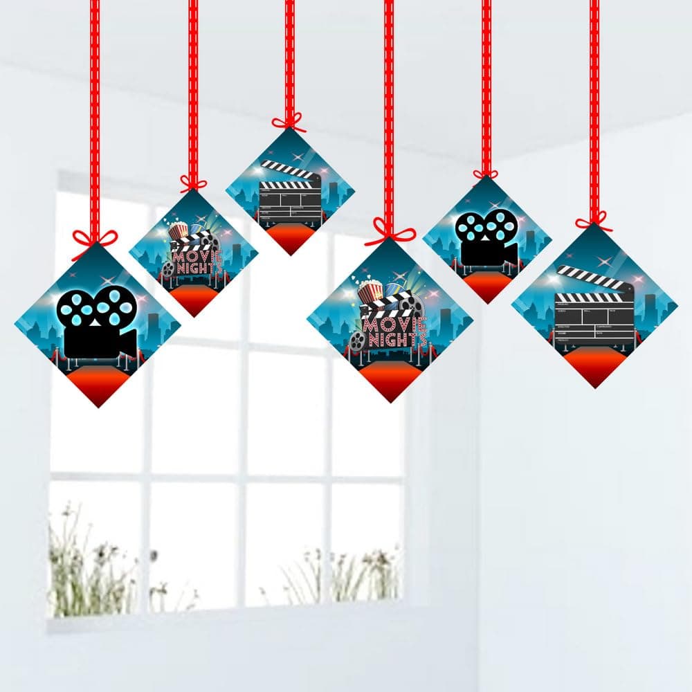 Balloonistics Hollywood Theme Happy Birthday Hanging Decorations - Pack of 12 Double-Sided Cardstock Swirls - Red Carpet VIP, Awards Night & Cinema Party Supplies, Movie Star Photo Booth Backdrop (Hangings - Pack of 12) thumbnail 1