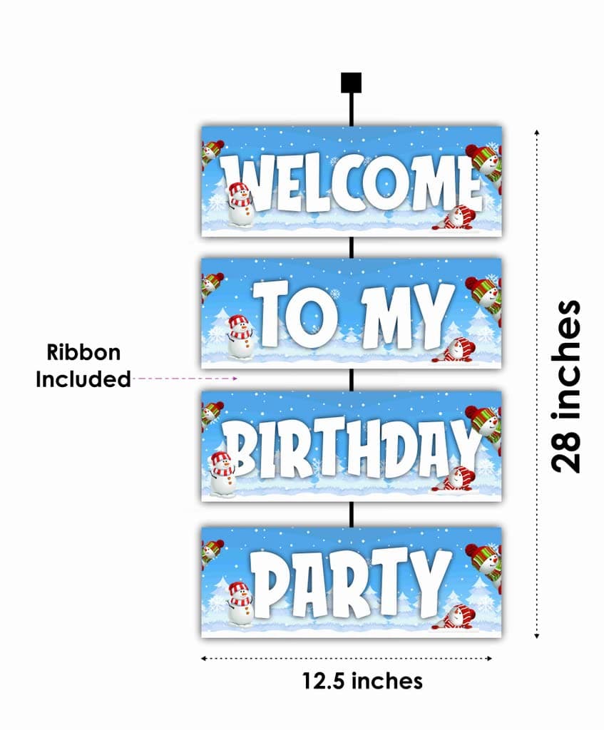 Balloonistics Snowman Birthday Welcome Board - 2.3 Ft Large Cardstock Winter Wonderland Party Sign - Frosty Theme Indoor & Outdoor Entrance Decoration, Kids First Birthday "Onederland" Bunting with Ribbons (Welcome Outdoor Board) thumbnail 2