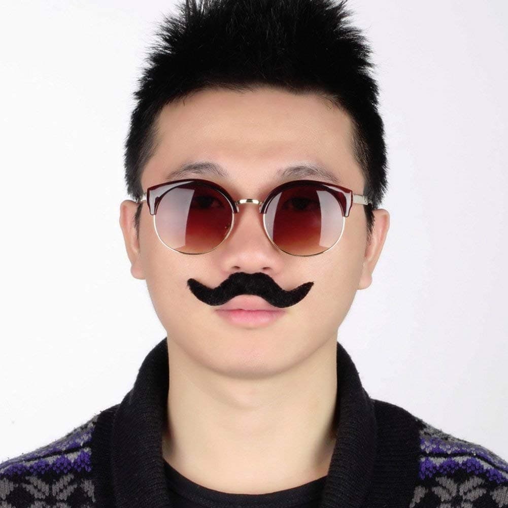Balloonistics 12-Piece Self-Adhesive Fake Moustache Set – Assorted Handlebar, Mexican & Smarty Styles for Photo Booth, Fancy Dress, Masquerade & Party Fun (Pack of 12) thumbnail 5