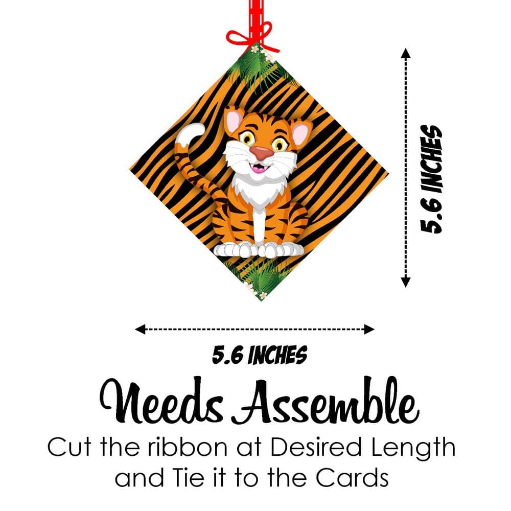 Balloonistics Tiger Theme Happy Birthday Hanging Decorations -Double-Sided Cardstock Cutouts -Jungle Safari & Wild One Party Supplies Includes Ribbons-Orange & Black Tiger Decor ( Hanging Pack of 12) thumbnail 7