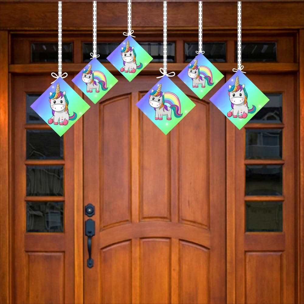 Balloonistics Unicorn Theme Hanging Decorations Double-Sided Cardstock Party Cutouts Birthday Decor for Girls Includes Ribbons (Hangings - Pack of 12) thumbnail 3