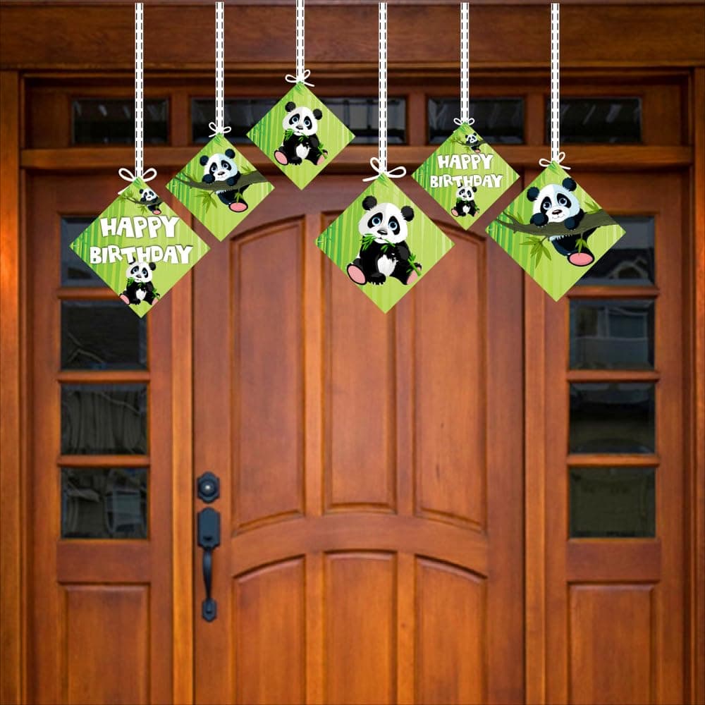 Panda Theme Happy Birthday Hanging Decorations - Pack of 12 - Double-Sided Cardstock Party Hangings - Cute Panda Bear & Bamboo Jungle Ceiling Decor for Boys & Girls (Hangings - Pack of 12) thumbnail 3