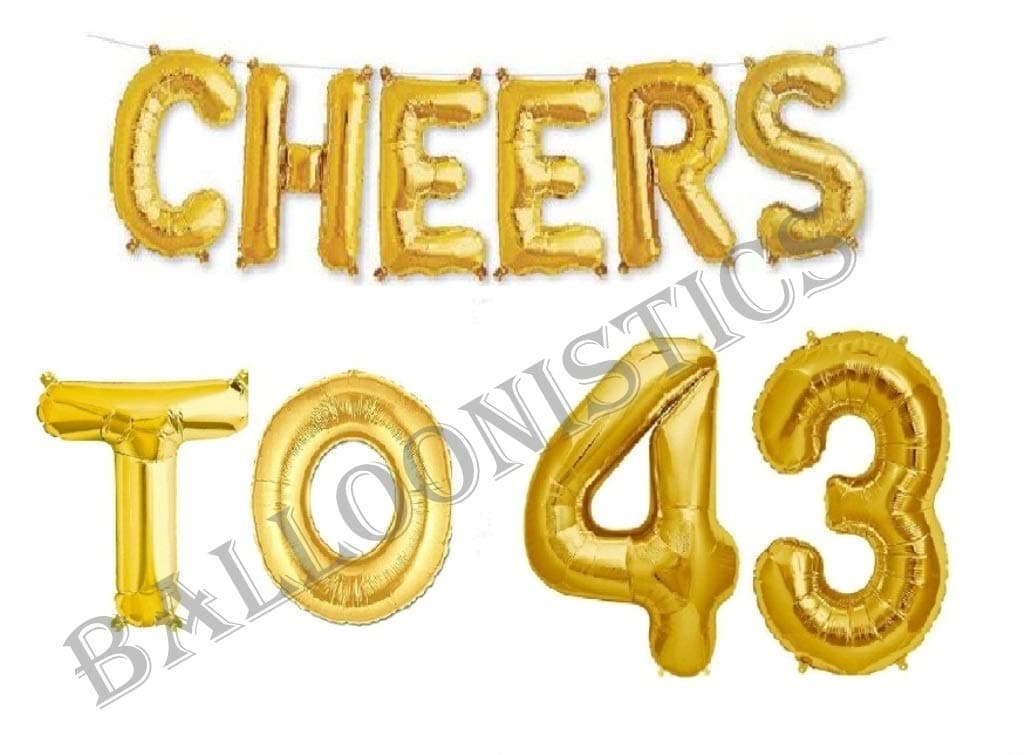 Balloonistics Cheers to Forty Three Foil Balloon Combo – “Cheers to 43” & Number 43 Foil Balloon Set for 43rd Birthday & Anniversary Party Decorations thumbnail 1