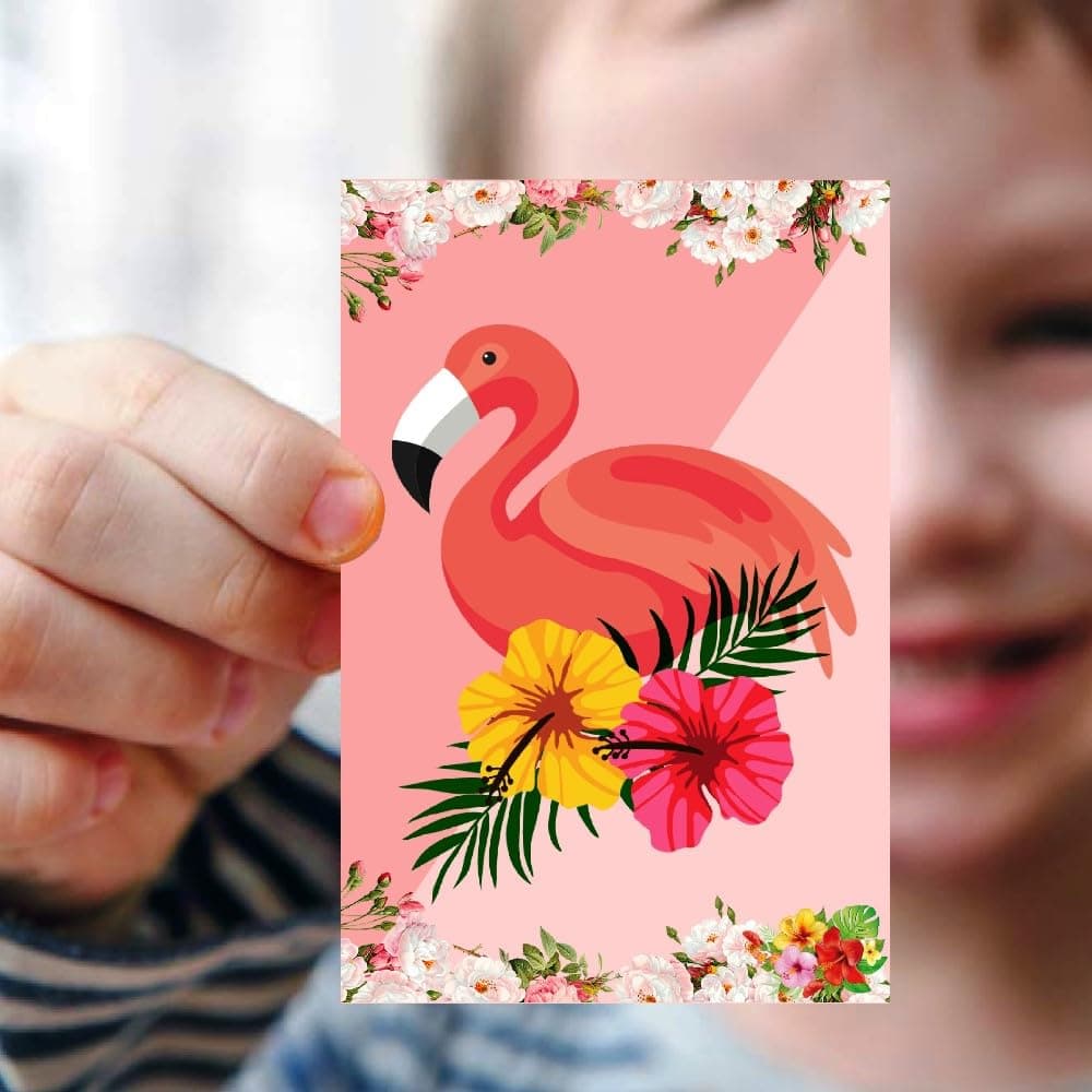 Balloonistics Flamingo Theme Birthday Invitation Cards - Pack of 10 Tropical Luau Party Invites - Premium Cardstock "Let's Flamingle" Fill-in Invitations, Vibrant Summer Pink & Floral Birthday Supplies (Invite Cards - Pack of 10) thumbnail 2