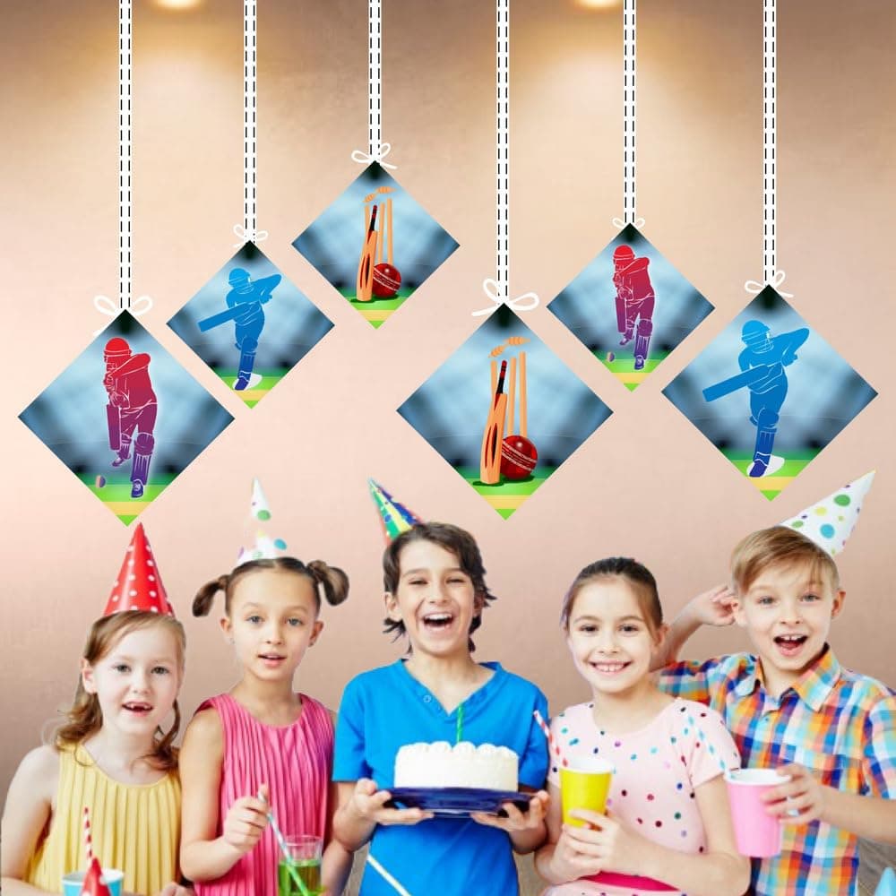 Balloonistics Cricket Theme Hanging Decorations Double-Sided Cardstock Party Hangings with Ribbons Sporty Cricket Party Supplies for Birthday (Hangings - Pack of 12) thumbnail 4
