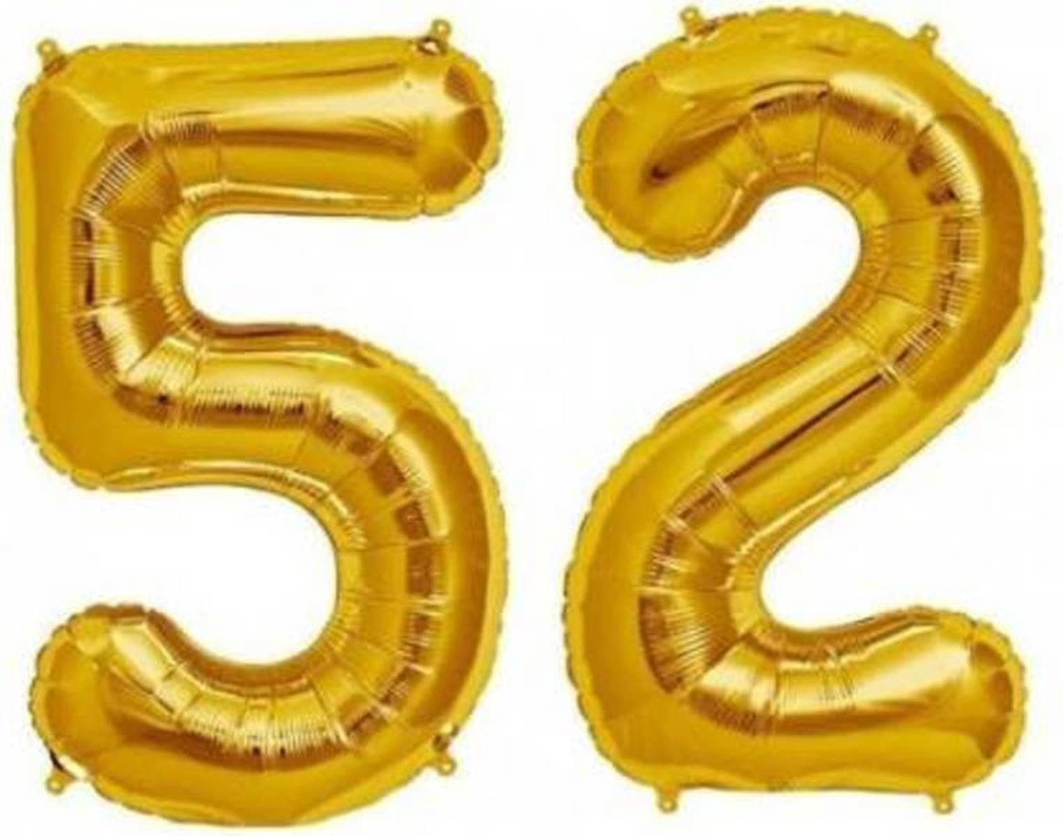 Balloonistics Gold Foil Number 52 Balloon – 16 Inch Golden Foil Number for Custom Age, Year & Phrase Party Decoration (Number 52) thumbnail 1