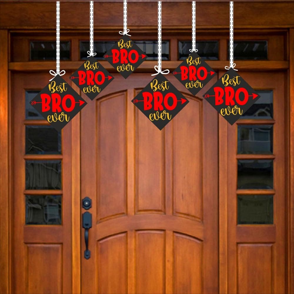 Balloonistics "Best Bro" Theme Hanging Decorations (Pack of 12) - Double-Sided Cardstock Brother’s Birthday Wall & Ceiling Decor - World’s Best Brother Party Supplies, Sibling Celebration Accents with Ribbons(Hangings - Pack of 12) thumbnail 3