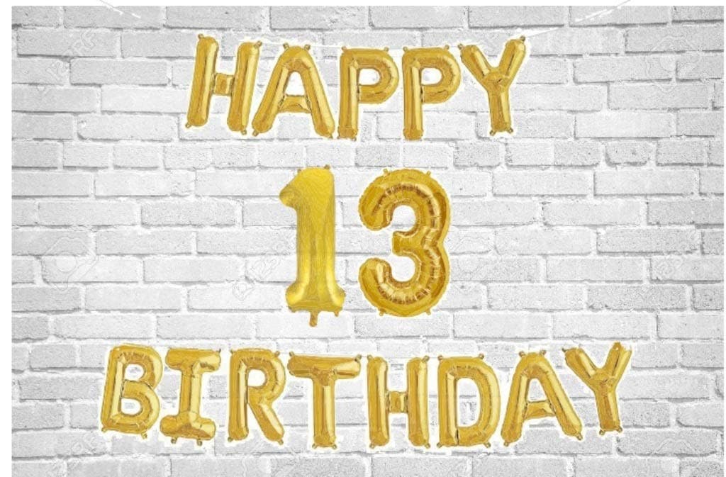 Balloonistics Happy Birthday Letter Golden Foil Balloons and Number Golden Foil Balloon for Party Decoration (Number 13) thumbnail 1