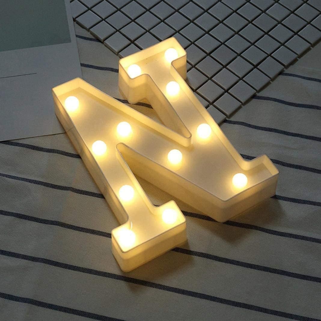 Balloonistics LED Marquee Letter 'N' Light | 9-Inch Warm White Glow | Cordless Battery-Operated Standing Alphabet Sign for Birthdays, Weddings, Nurseries & Personalised Home Décor thumbnail 3