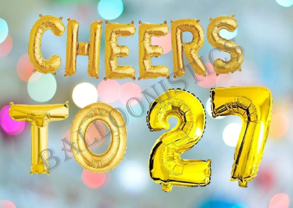 Balloonistics Cheers to Twenty Seven Foil Balloon Combo – “Cheers to 27” & Number 27 Foil Balloon Set for 27th Birthday & Anniversary Party Decorations thumbnail 3