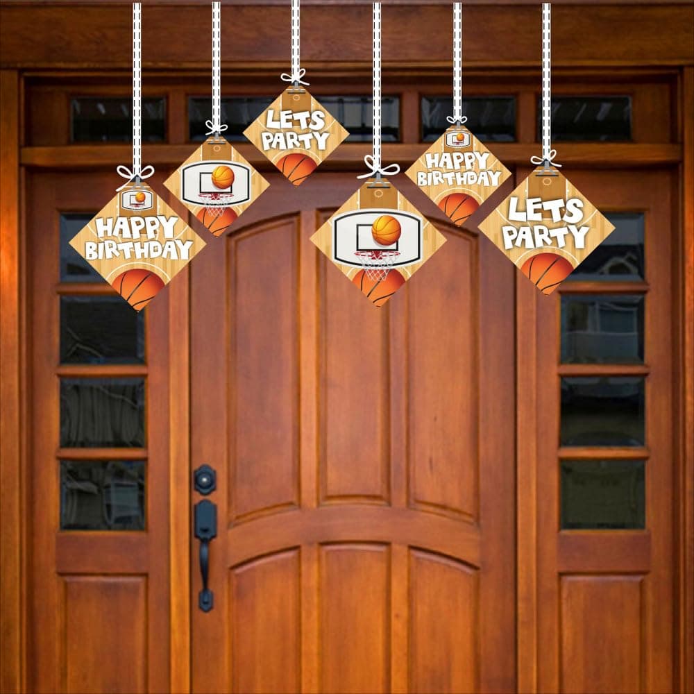 Balloonistics Basketball Theme Birthday Party Hanging Decorations Double-Sided Cardstock Ceiling Swirls Decor with Ribbons Party Supplies for Kids (Hangings - Pack of 12) thumbnail 3