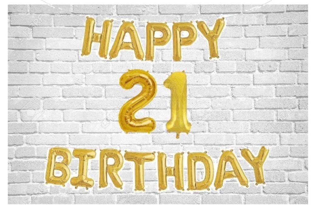 Balloonistics Happy Birthday Letter Golden Foil Balloons and Number Golden Foil Balloon for Party Decoration (Number 21) thumbnail 1