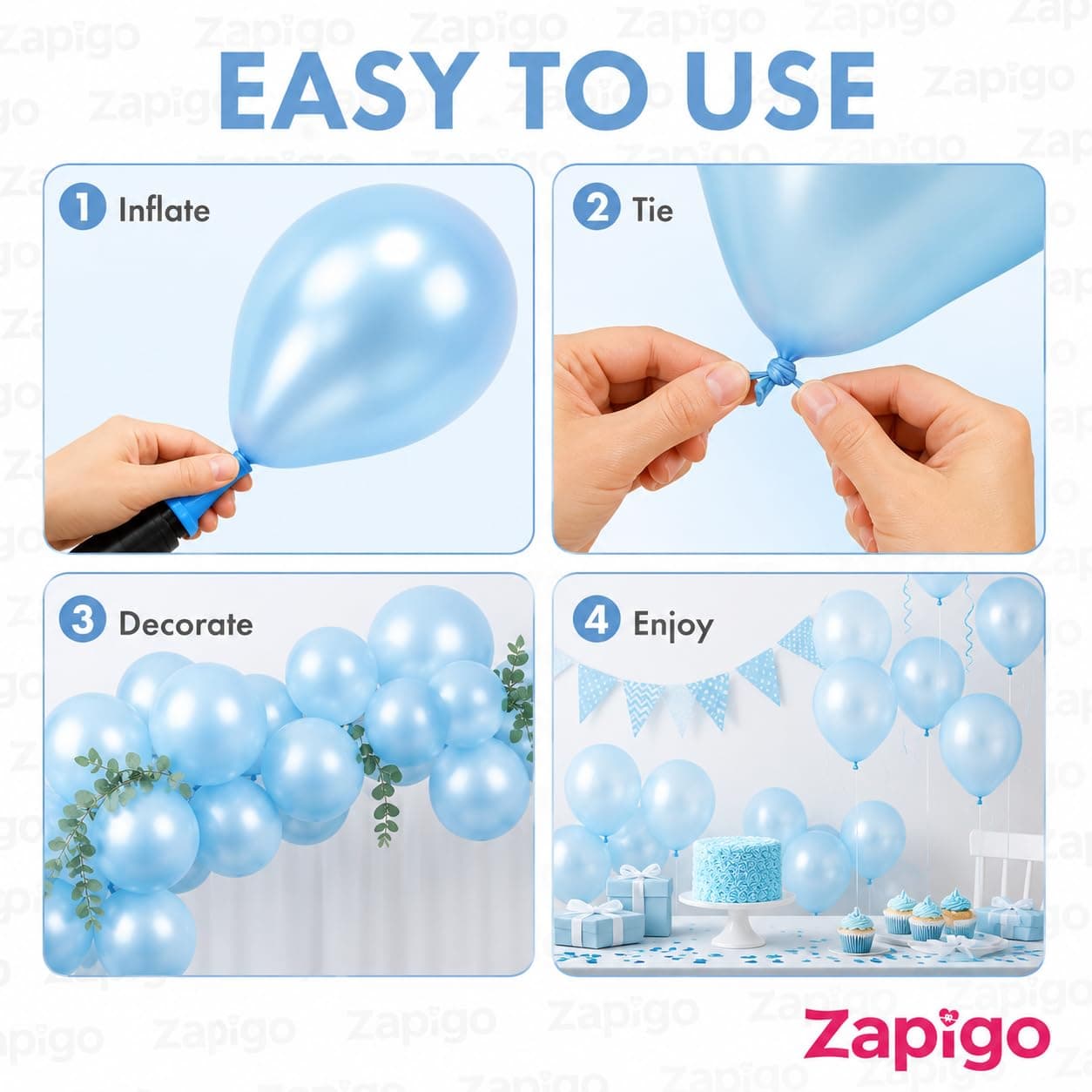 Balloonistics 25-Pack Light Blue Latex Balloons – Solid Colour Balloons for Baby Shower, Boys Birthday, Winter Wonderland Theme & Pastel Party Decoration thumbnail 7
