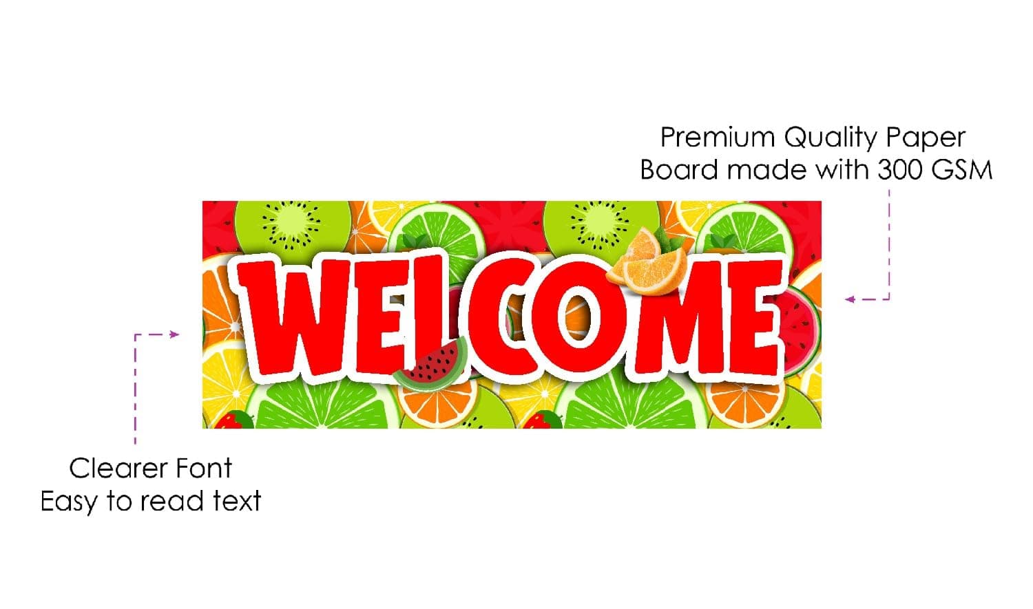 Balloonistics Fruit Theme Birthday Welcome Board (2.3 Feet) - Large "Tutti Frutti" Entrance Sign for Kids & Summer Parties - Premium Cardstock "One-in-a-Melon" Party Decor with Ribbons for Indoor & Outdoor Use (Welcome Outdoor Board) thumbnail 6