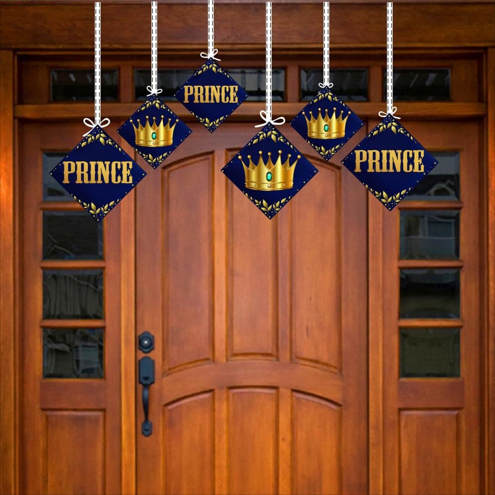 Balloonistics Prince Theme Birthday Party Hangings Double-Sided Cardstock Ceiling Decorations with Ribbons Party Supplies for Boys, Kids Birthday Backdrop (Hangings - Pack of 12) thumbnail 3