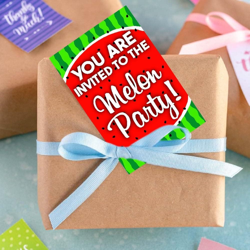 Balloonistics Watermelon Theme Birthday Invitation Cards – Pack of 10 Double-Sided Premium Cardstock Invites with Envelopes – "One in a Melon" Party Supplies for Girls & Boys Summer Birthdays thumbnail 3