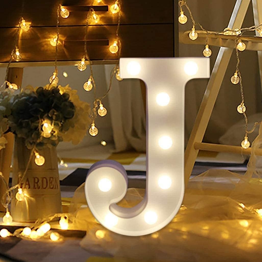 Balloonistics LED Marquee Letter 'J' Light | 9-Inch Warm White Glow | Cordless Battery-Operated Standing Alphabet Sign for Birthdays, Weddings, Nurseries & Personalised Home Décor thumbnail 1