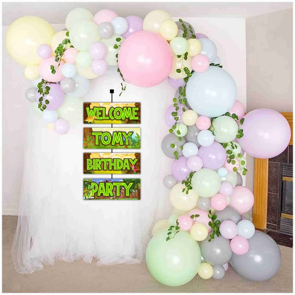 Balloonistics Dinosaur Theme Welcome Board 2.3 Feet Large Premium Cardstock Dino Theme Party Entrance Sign for Outdoor & Indoor Decor Welcome Banner with Ribbon (Welcome Outdoor Board) thumbnail 4