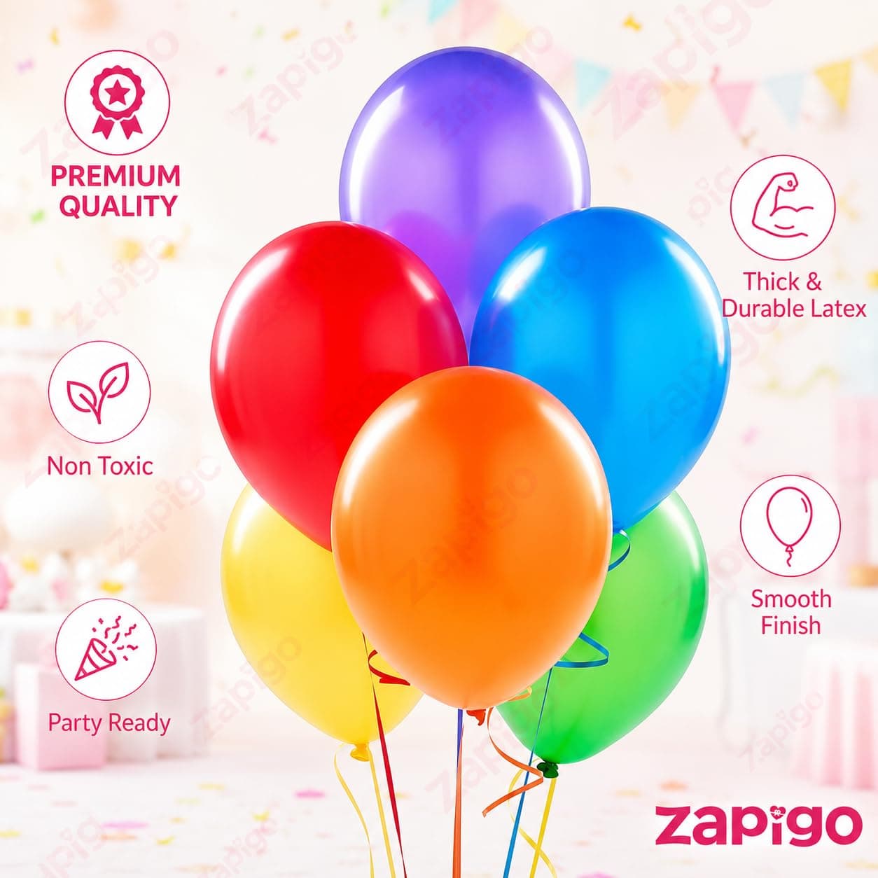 Balloonistics 25-Pack Multicolour Latex Balloons – Assorted Solid Colour Balloons for Kids Birthday, Baby Shower & Colourful Party Decoration thumbnail 2
