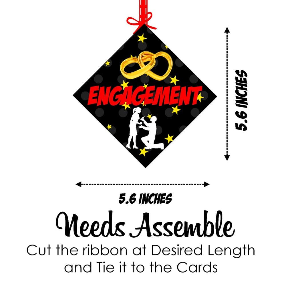 Balloonistics Engagement Theme Hanging Decorations Double-Sided Cardstock Signs with Ribbons Premium Engagement Party Supplies (Hangings - Pack of 12) thumbnail 7