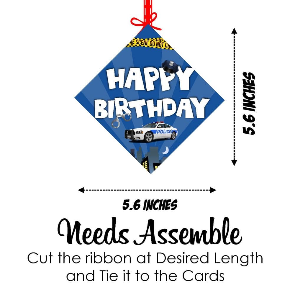Balloonistics Police Happy Birthday Hanging Swirls - Pack of 12 Double-Sided Cardstock Streamers - Police Officer Birthday Decorations, Cop Car & Badge Ceiling Decor, Law Enforcement Party Hangers with Ribbons(Hangings - Pack of 12) thumbnail 7