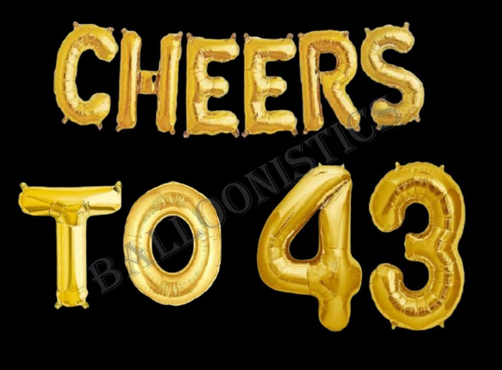 Balloonistics Cheers to Forty Three Foil Balloon Combo – “Cheers to 43” & Number 43 Foil Balloon Set for 43rd Birthday & Anniversary Party Decorations thumbnail 2