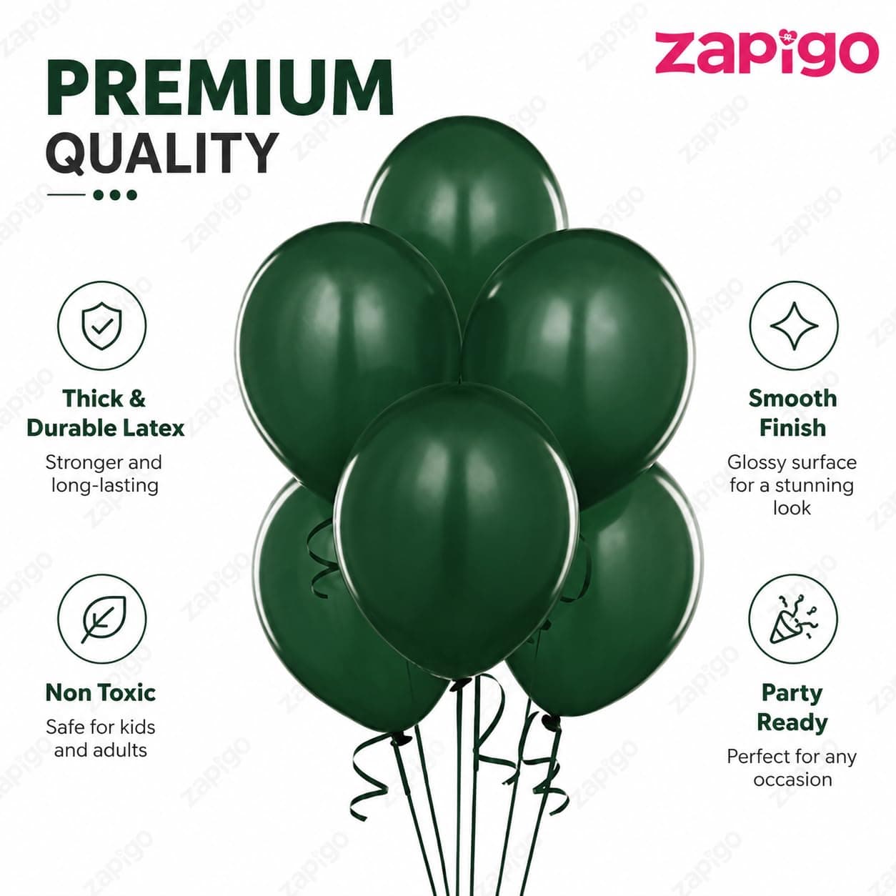 Balloonistics 10 Inch (Pack Of 50) Balloons for Birthday Decoration, Decoration for Weddings, Engagement, Baby Shower, 1st Birthday, Anniversary Party, Birthday Party supplies (Dark Green) thumbnail 2