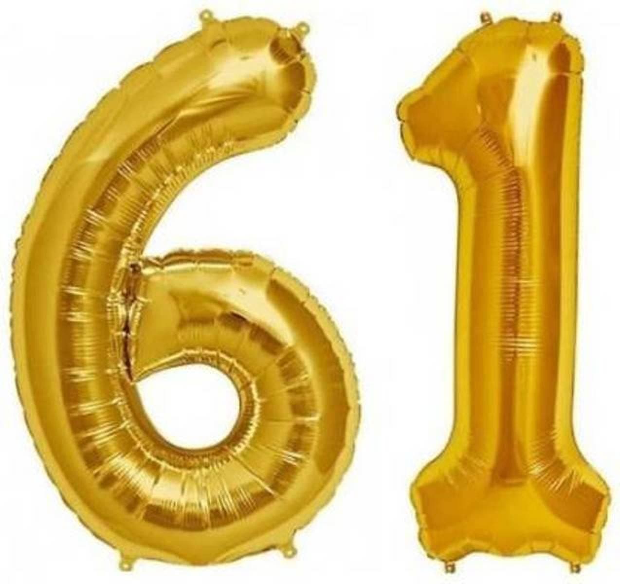 Balloonistics Gold Foil Number 61 Balloon – 16 Inch Golden Foil Number for Custom Age, Year & Phrase Party Decoration (Number 61) thumbnail 1