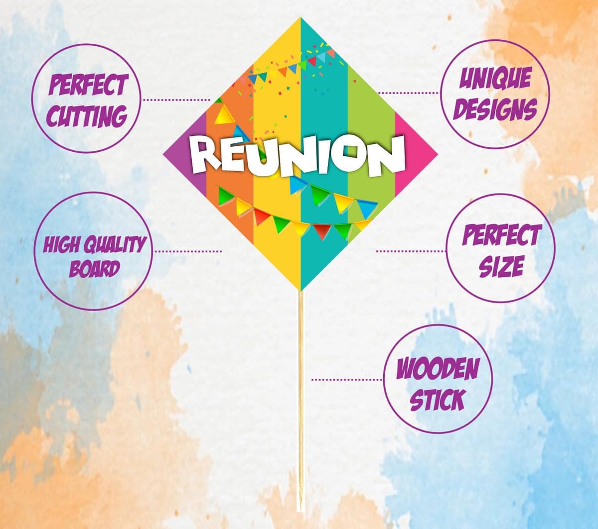 Balloonistics Reunion Theme Photo Booth Props -Premium Cardstock Signs - Family Reunion, School Class & Friends Get-Together Party Supplies - Includes Sturdy Bamboo Sticks,(Photo Props - Pack of 10) thumbnail 5