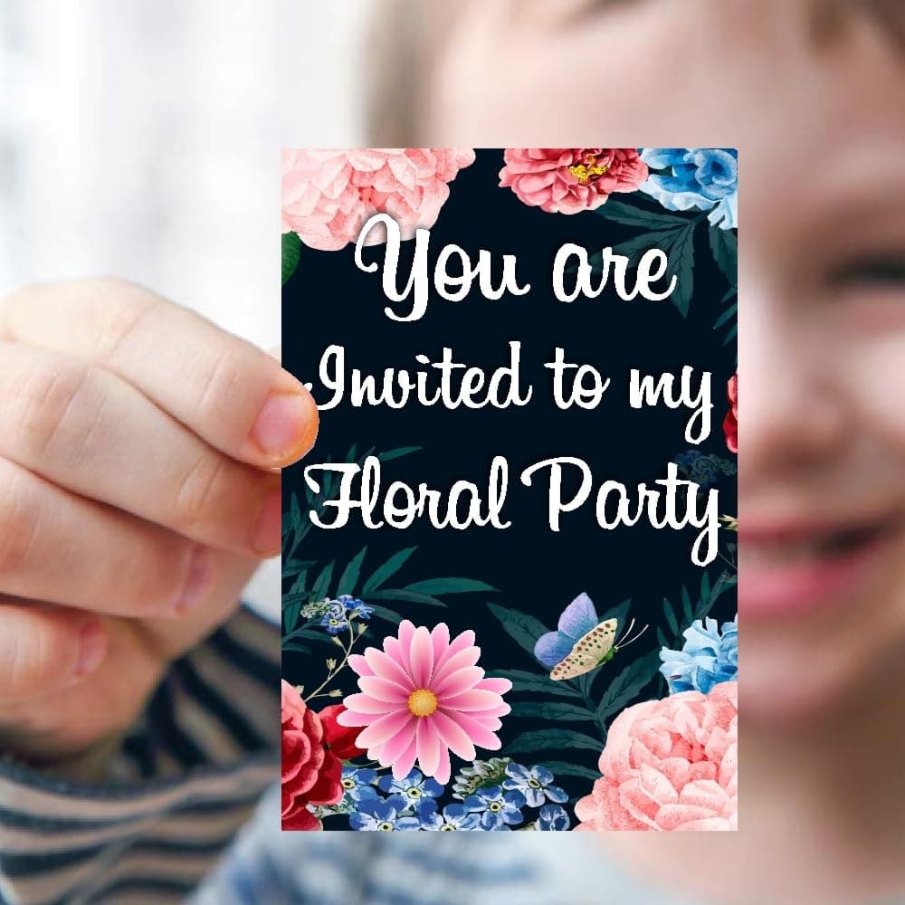 Balloonistics Floral Theme Birthday Invitation Cards (Pack of 10) with Envelopes - Double-Sided Premium Cardstock Invites for Garden Parties, Tea Parties & Spring Birthdays (Invite Cards - Pack of 10) thumbnail 2