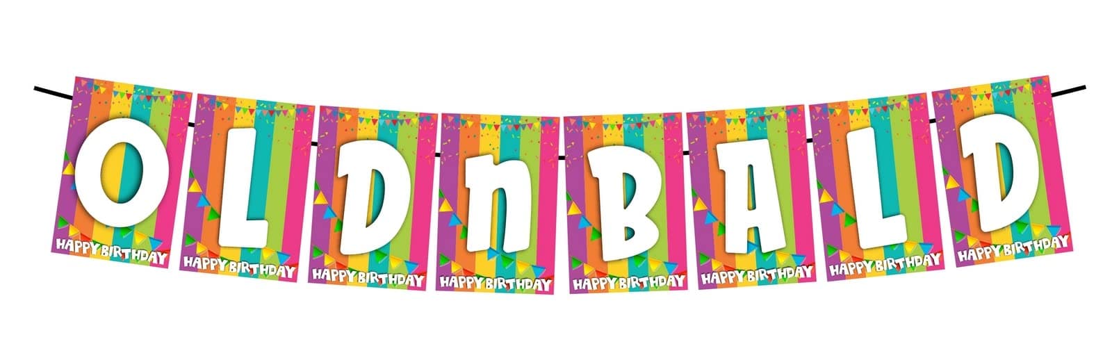 Balloonistics Old and Bald Happy Birthday Banner - Funny "Age & Hairline" Cardstock Bunting for Him - Over the Hill, Retirement & Milestone Birthday Humor Decorations, Comedy Backdrop thumbnail 1