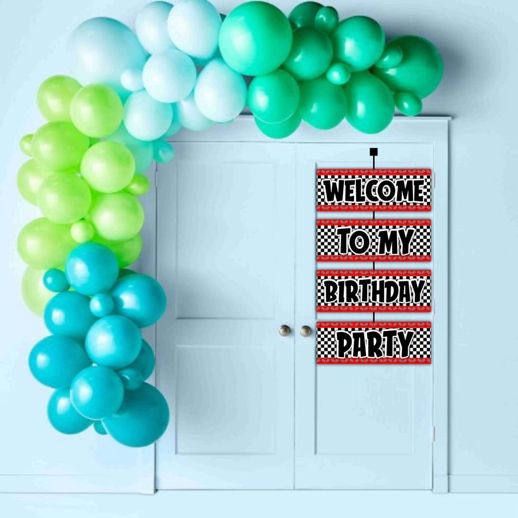 Balloonistics MotoGP Theme Birthday Welcome Board - Large 2.3ft Cardstock Racing Banner for Indoor & Outdoor - Grand Prix Motorbike Party Decorations, Racing Flags & Track Backdrop (Welcome Outdoor Board) thumbnail 3