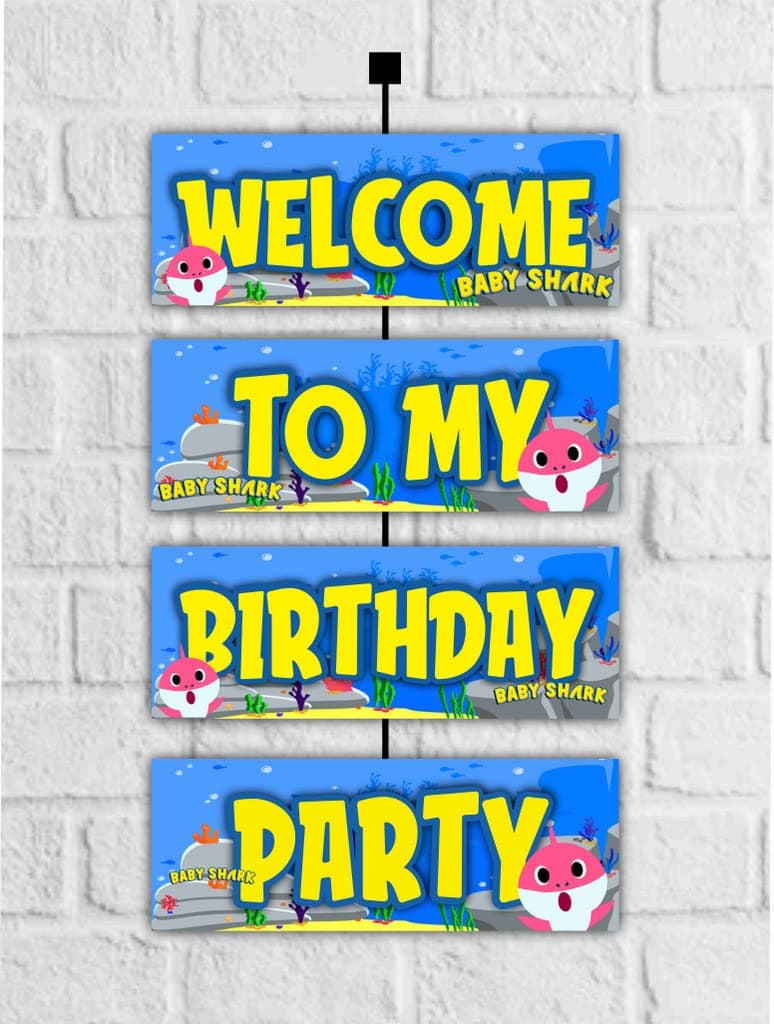 Balloonistics Little Shark Theme Welcome Board 2.3 Feet Large Cardstock Entrance Sign for Kids Birthday Party Indoor and Outdoor Decor (Welcome Outdoor Board) thumbnail 1