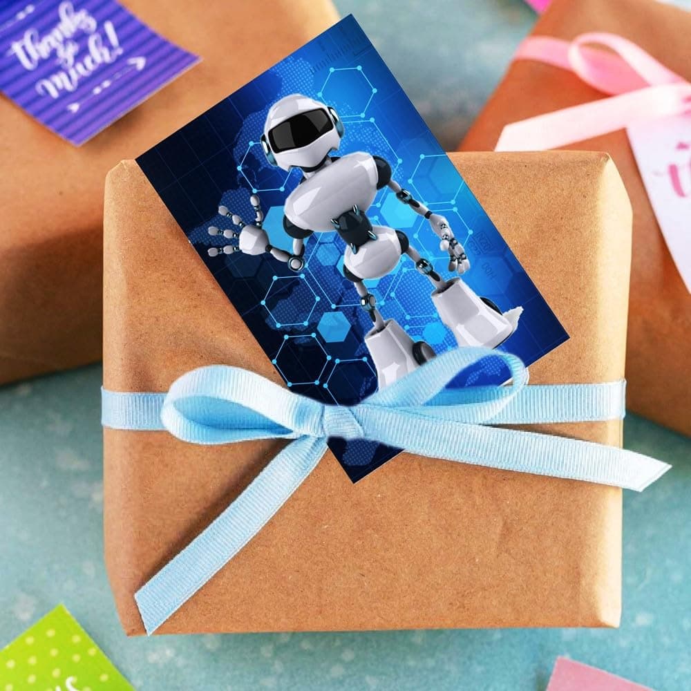 Balloonistics Robot Theme Birthday Invitation Cards - Pack of 10 Double-Sided Cardstock Invites - Futuristic Sci-Fi Party Invitations with Fill-in Details for Kids, Boys & STEM Theme Birthdays (Invite Cards - Pack of 10) thumbnail 3
