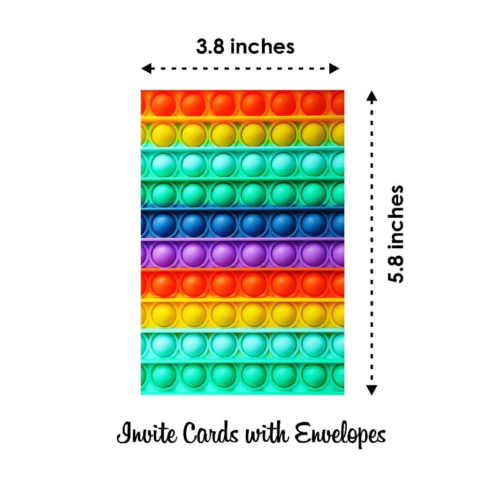 Balloonistics Pop It Theme Birthday Invitation Cards - Pack of 10 Double-Sided Cardstock Invites - Vibrant Fidget Toy Party Invitations with Fill-in Details for Kids, Toddlers & Sensory Theme Parties (Invite Cards - Pack of 10) thumbnail 6