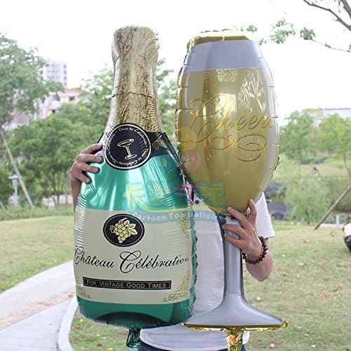 Balloonistics Champagne Bottle & Wine Glass Foil Balloon Set – 36 Inch Balloons for New Year & Anniversary Celebrations thumbnail 1