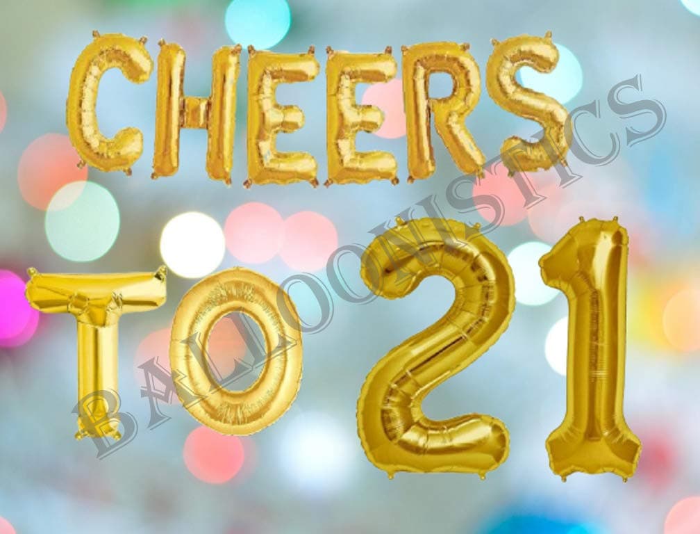 Balloonistics Cheers to Twenty One Foil Balloon Combo – “Cheers to 21” & Number 21 Foil Balloon Set for 21st Birthday & Coming of Age Party Decorations thumbnail 3