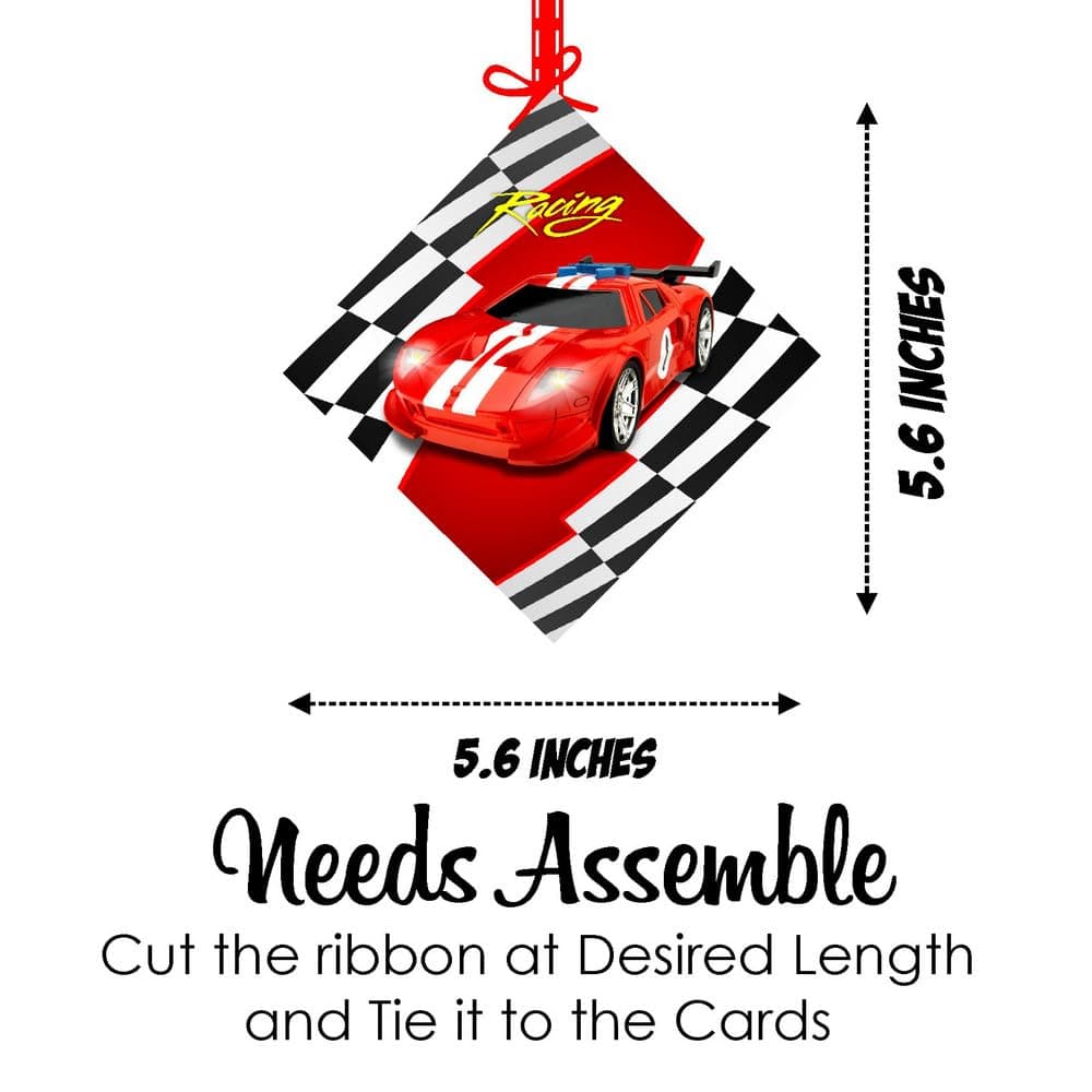 Balloonistics Sports Car Theme Hanging Decorations - Pack of 12 Double-Sided Cardstock Cutouts - Racing & Supercar Birthday Party Supplies - Includes Ribbons - Fast One & Two Fast Room Decor (Hangings - Pack of 12) thumbnail 7