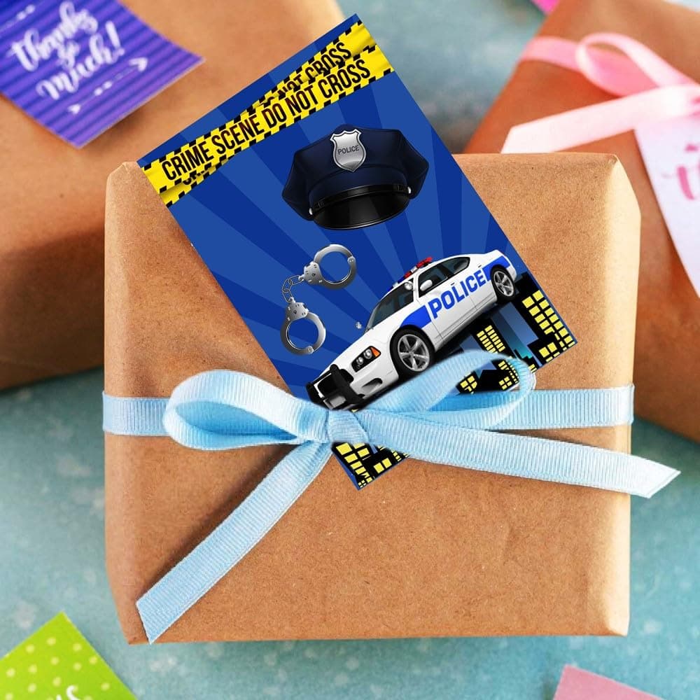 Balloonistics Police Theme Birthday Invitation Cards - Pack of 10 Premium Cardstock Invites - Law Enforcement Party Supplies, Police Officer "Reporting for Duty" Hero Theme Invitations (Invite Cards - Pack of 10) thumbnail 3