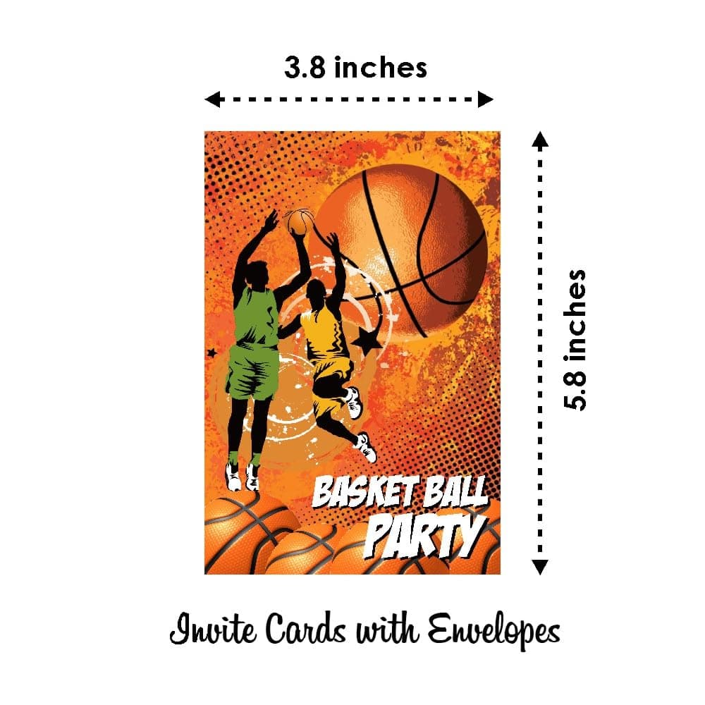 Balloonistics Basketball Theme Birthday Party Invitations Double-Sided Cardstock Invites Sports Theme Party Supplies for Kids (Invite Cards - Pack of 10) thumbnail 6