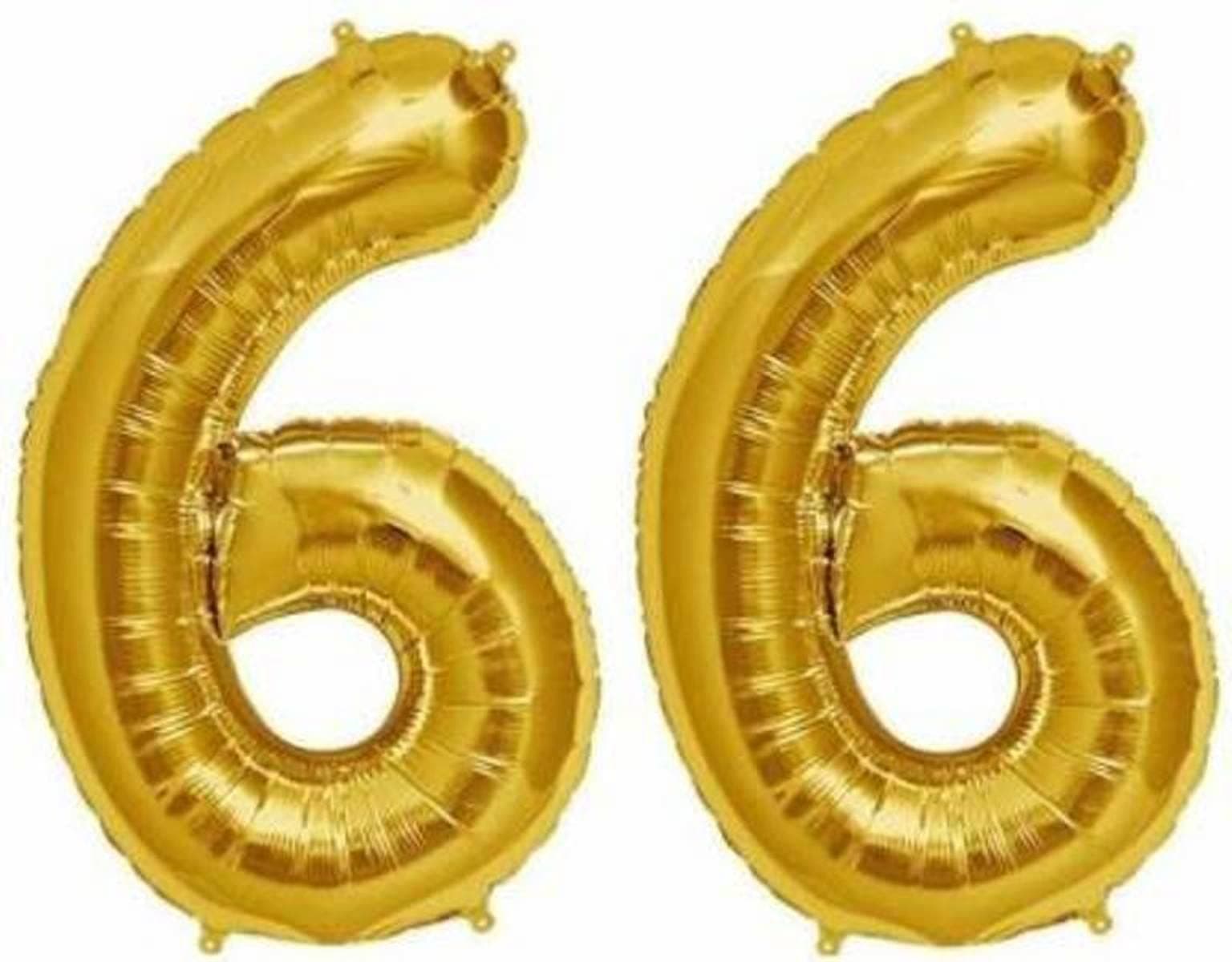 Balloonistics Gold Foil Number 66 Balloon – 16 Inch Golden Foil Number for Custom Age, Year & Phrase Party Decoration (Number 66) thumbnail 1