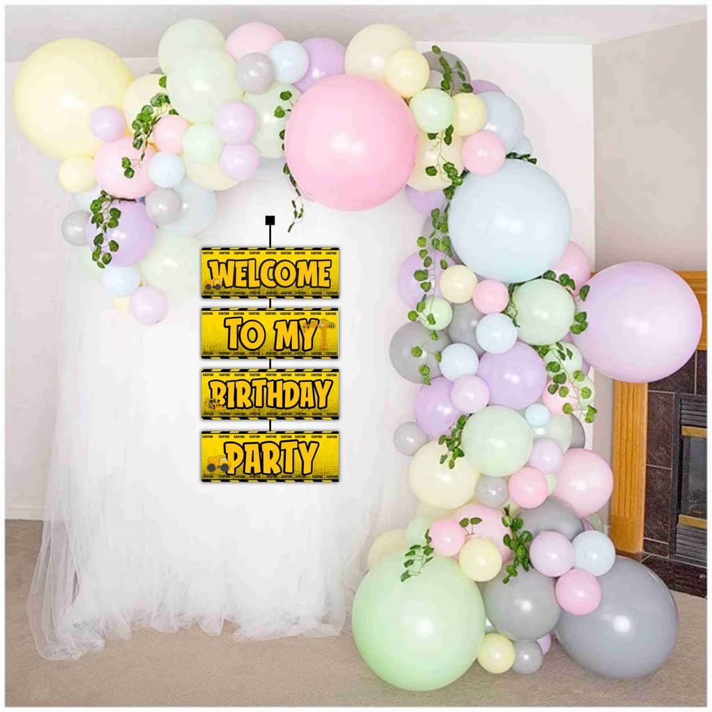 Balloonistics Construction Theme Welcome Sign 2.3 Ft Large Construction Party Welcome Board for Indoor & Outdoor Cardstock Under Construction Backdrop (Welcome Outdoor Board) thumbnail 4