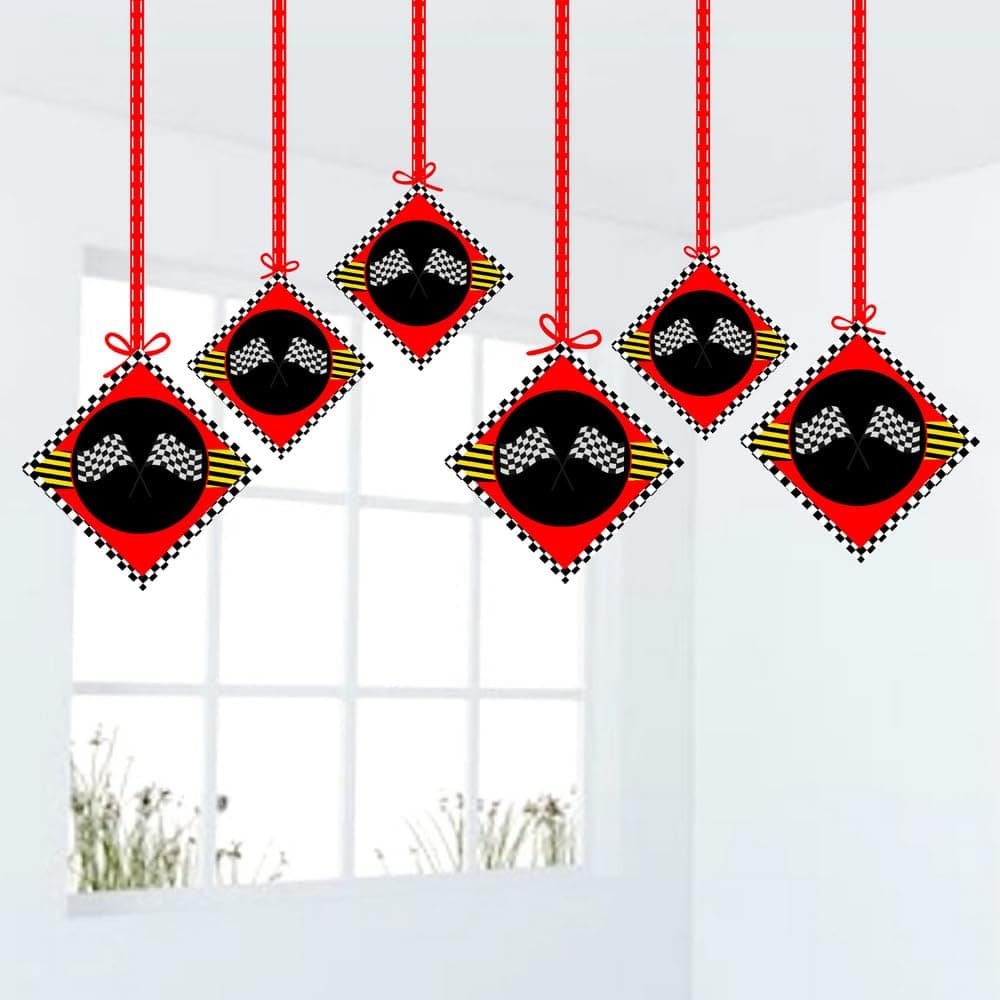 Balloonistics MotoGP Theme Happy Birthday Hanging Decorations (Pack of 12) - Double-Sided Cardstock Racing Ornaments with Ribbons - Superbike Grand Prix Party Decor, Motorcycle Birthday Ceiling Accents (Hangings - Pack of 12) thumbnail 1