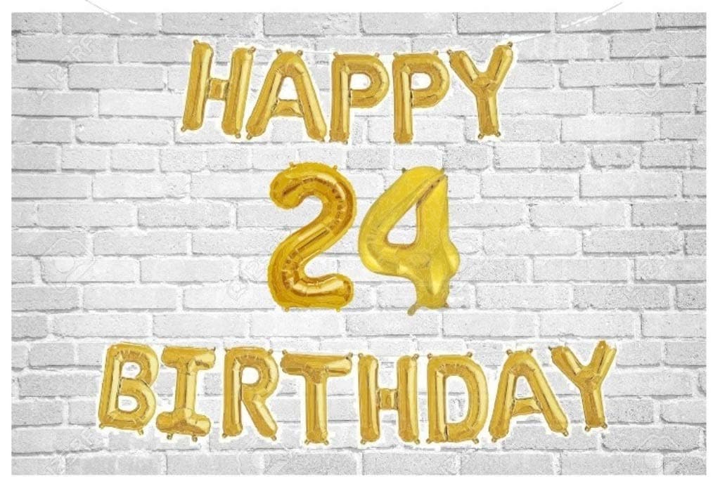 Balloonistics Happy Birthday Letter Golden Foil Balloons and Number Golden Foil Balloon for Party Decoration (Number 24) thumbnail 1