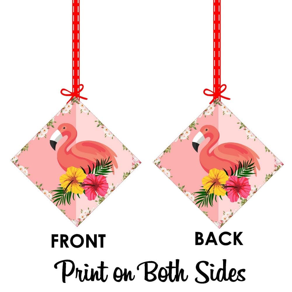 Balloonistics Flamingo Theme Hanging Decorations - Pack of 12 Tropical Luau Party Hangings - Premium Cardstock Pink Flamingo, Palm Leaf & Hibiscus Cutouts with Strings, Summer Birthday & Pool Party Decor (Hangings - Pack of 12) thumbnail 8